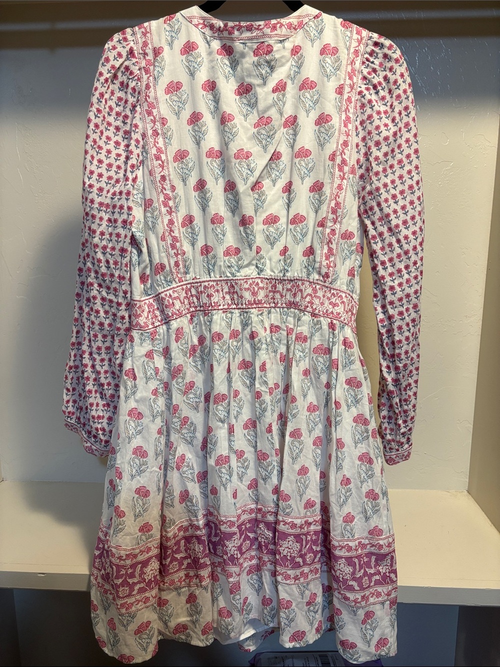 Haute Hippie White Dress with Pink Floral Border and Print - Picture 8 of 9